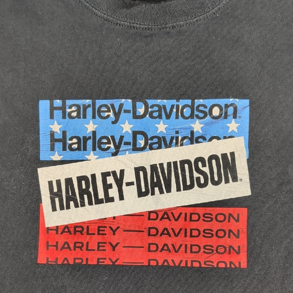 Harley-Davidson Men’s XL Black Graphic Tee USA Flag Style Motorclothes - Picture 3 of 4